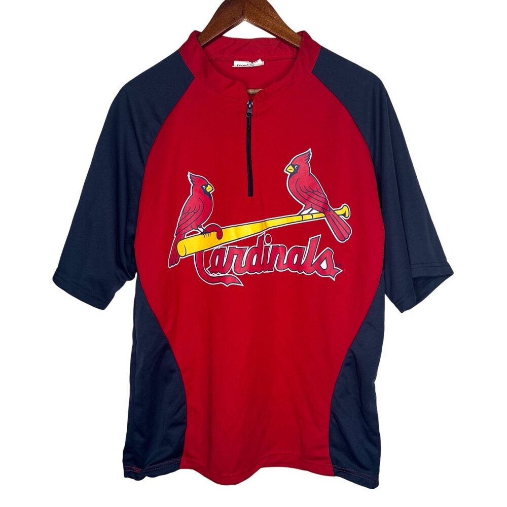 St. Louis Cardinals MLB Baseball‎ Short Sleeve Shirt 1/4 zip Sz XL